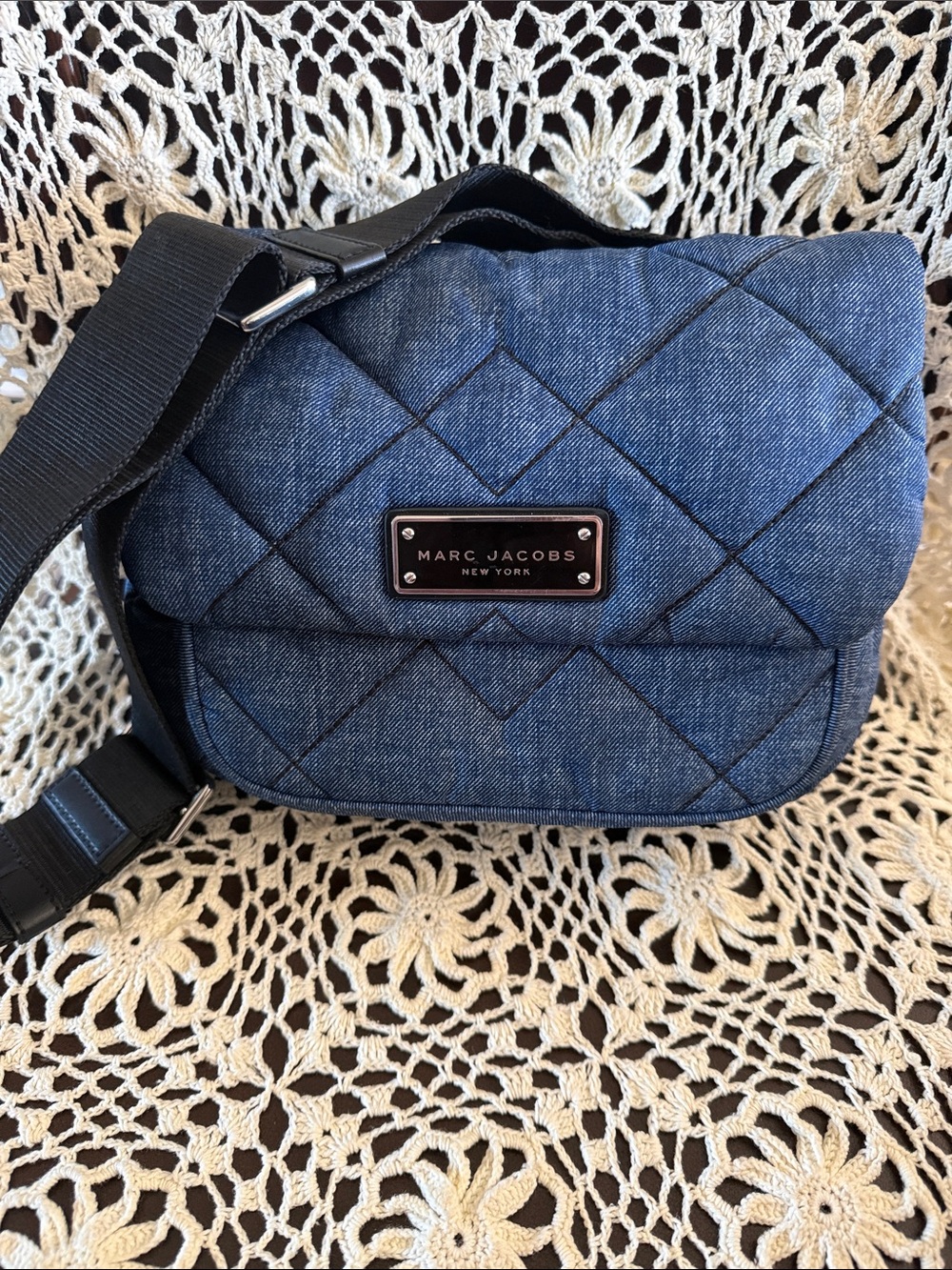 Marc Jacobs Quilted Denim Crossbody Bag - Dark Blue